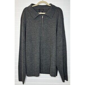 Cezani Cardigan Sweater Mens XL Full Zip Merino Wool Blend Gray Classic Casual